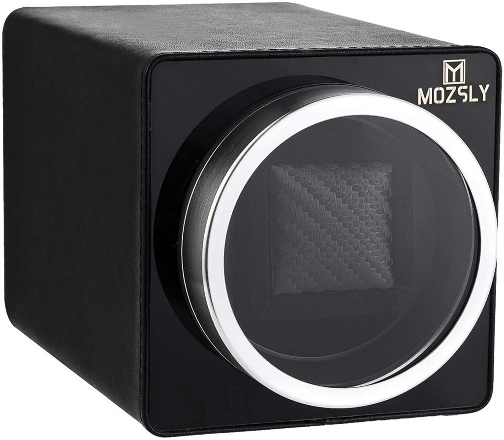 MOZSLY Watch Winder for Automatic Watches with Quiet Motor 12 Rotation Mode Setting Leather