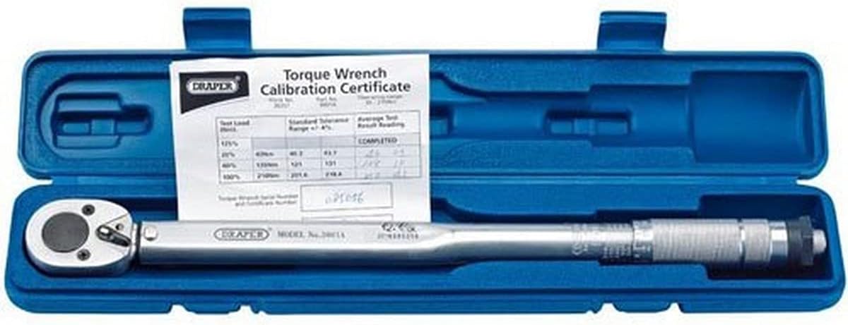 Draper 30357 Micrometer Reversible Ratchet Torque Wrench, 1/2" Square Drive, 30Nm-210Nm