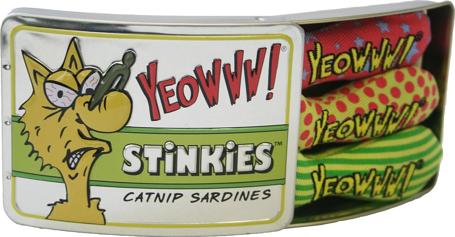 YEOWWW Tin Of Stinkies in a Sardine Tin Cat Toy, Pack of 3