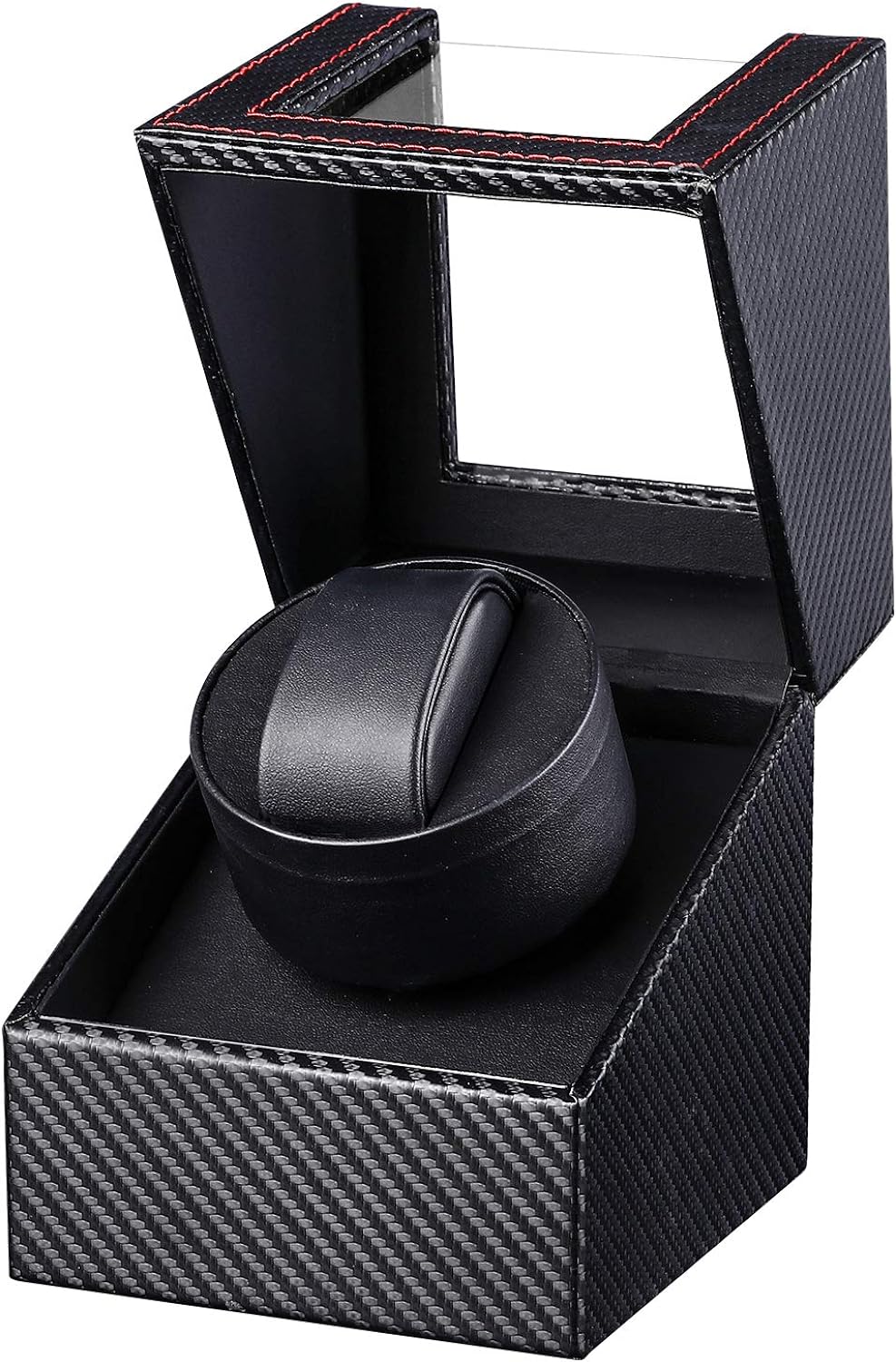Automatic Watch Winder Box, Gifort Single Watch Winder PU Leather Watch Case with Quiet Motor, Battery Powered or AC Adapter (UK Plug)