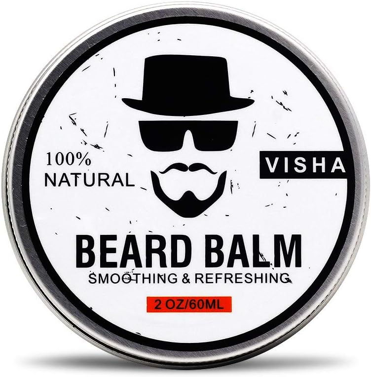 Beard Balm,Duvina Beard Conditioner Organic Natural Moustache Cream Strengthens & Softens Beards & Mustaches -Leave in Conditioner Wax for Men Beard Care (White) 60 ml