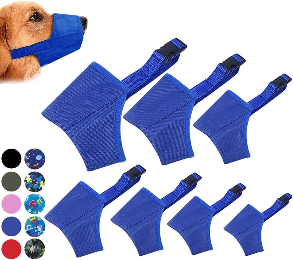 Coppthinktu Dog Muzzle Suit, 7PCS Dog Muzzles for Biting Barking Chewing, Adjustable Dog Mouth Cover for Small Medium Large Dogs, Soft Comfortable Dog