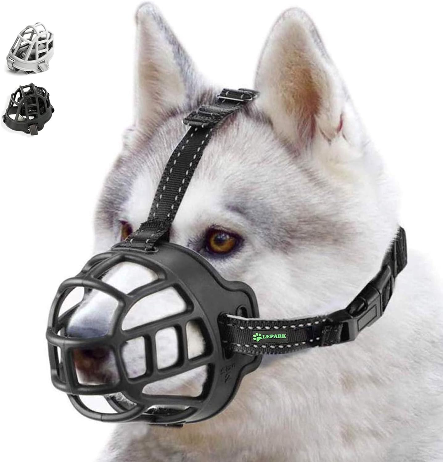 ILEPARK Dog Muzzle, Soft Silicone Basket Muzzle for Dogs, Breathable Mouth Cover and Adjustable Straps, Anti-Biting, Barking and Chewing. (Size 2,Black)