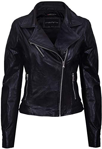Ladies Black Vintage Brando 100% Leather Biker Jacket