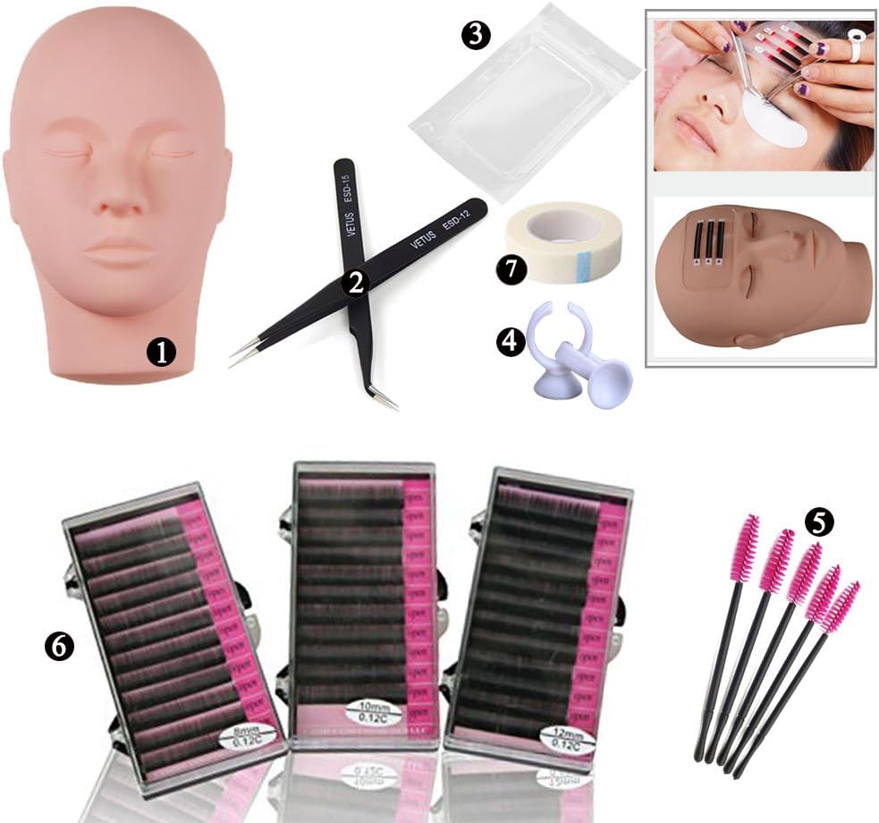 Mannequin Training Head,Eyelash Extension Practice Kit for Makeup (#1 Practice Set)