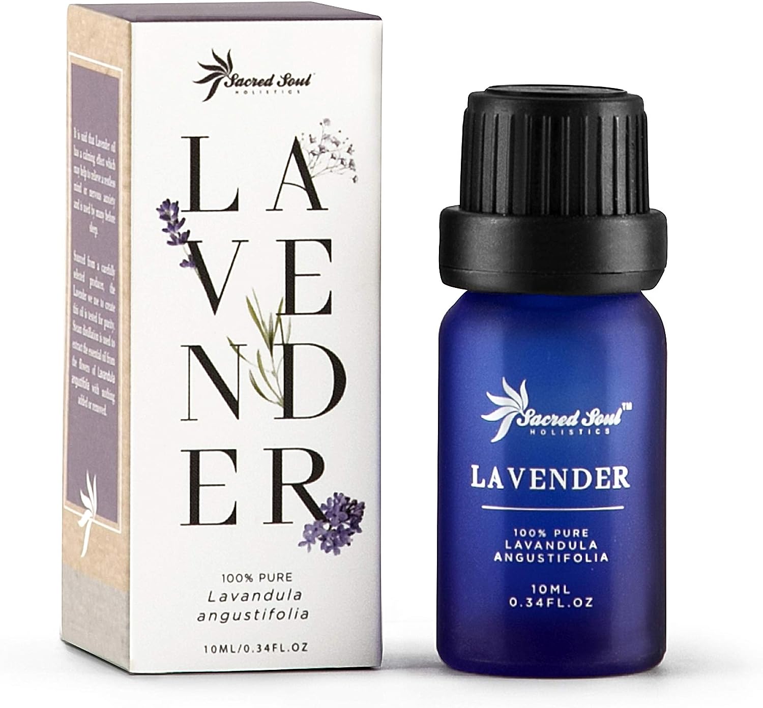 Sacred Soul 100% Pure Lavender Essential Oil - 10ml - Organically Grown - GCMS Tested - Calming & Relaxing - Perfect For Aromatherapy, Diffuser or Burner, Candle & Soap Making, Skin