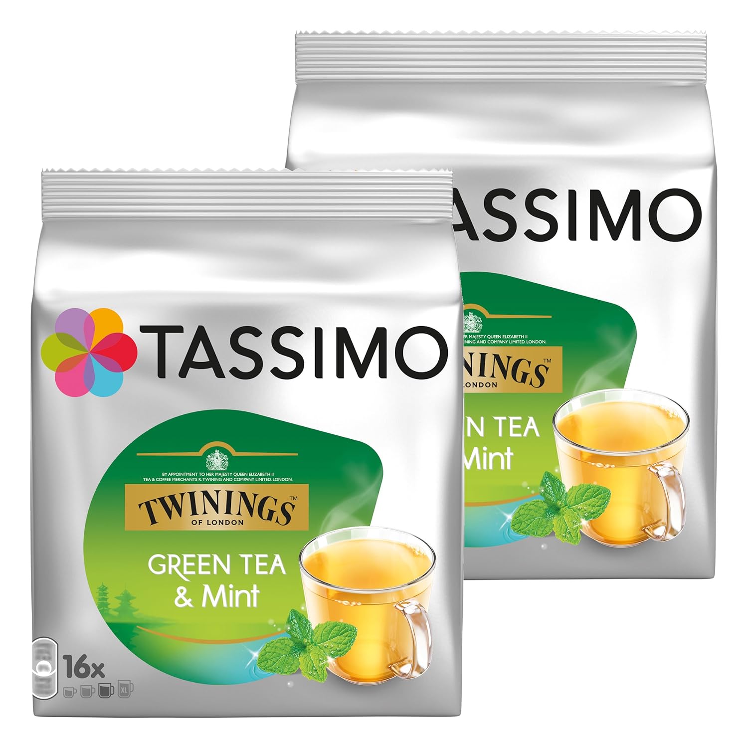 Tassimo Twinings Green Tea & Mint, Pack of 2, 2 x 16 T-Discs