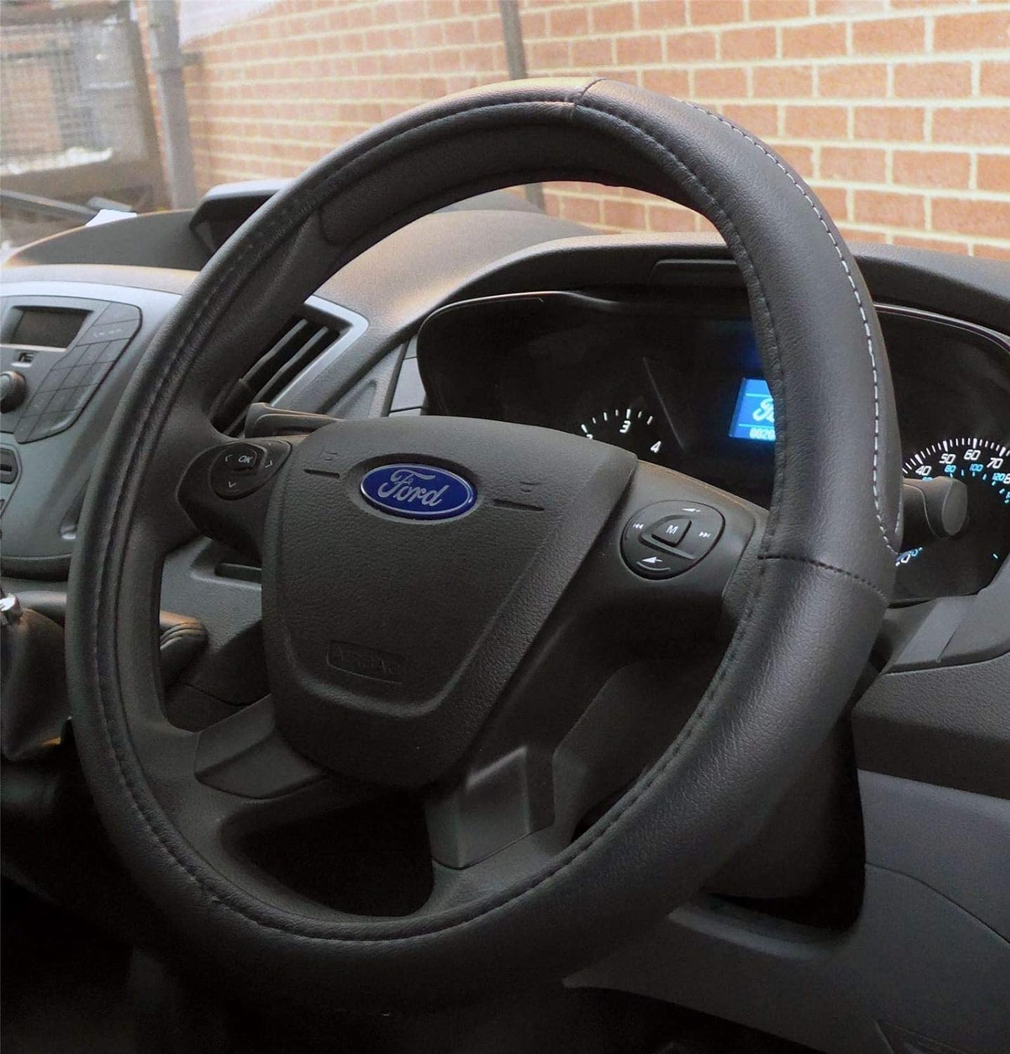 UKB4C Steering Wheel Cover Grip Leatherette 'Leather Look' Steering Wheel Glove - 37-39cm Black Universal Fit for Cars, Vans, SUVs, 4x4s