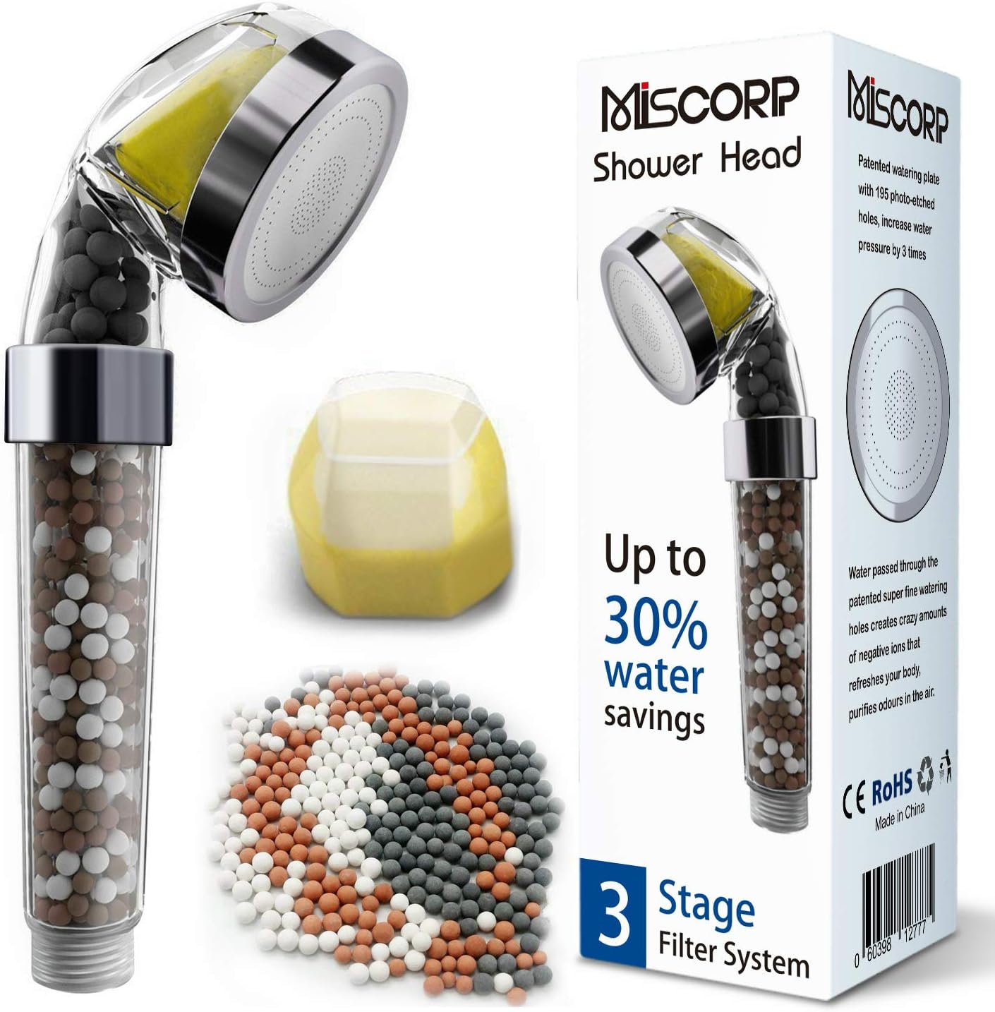 MISCORP Filtered Shower Head with Vitamin C Shower Filter Powerful Remove Chlorine Softens Hard Water