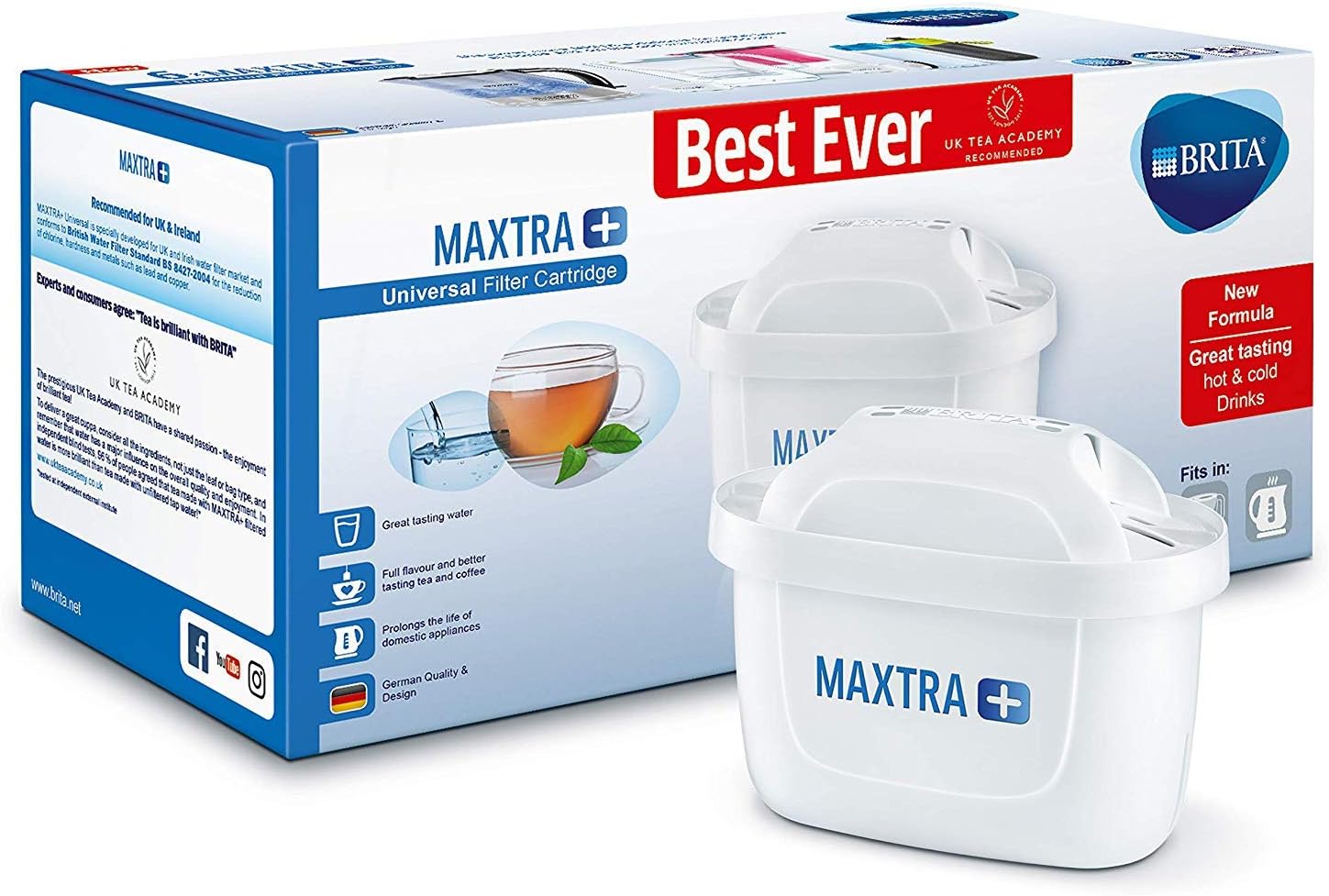 BRITA MAXTRA+ Water Filter Cartridges, Compatible with BRITA Jugs, Helps with Reduction of Limescale and Chlorine, Pack of 6