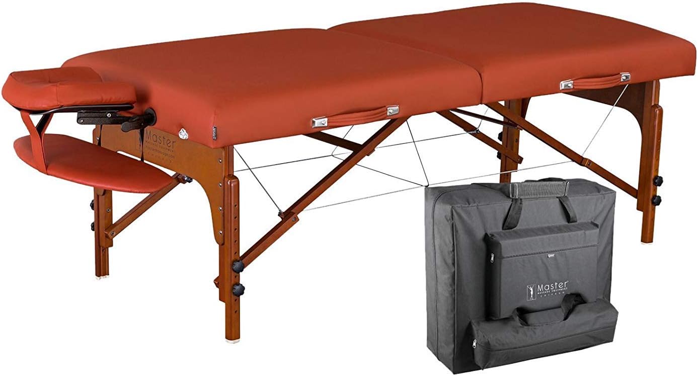 Master Massage 31" Santana LX Portable Massage Table Package, Memory Foam Reiki Mountain Red
