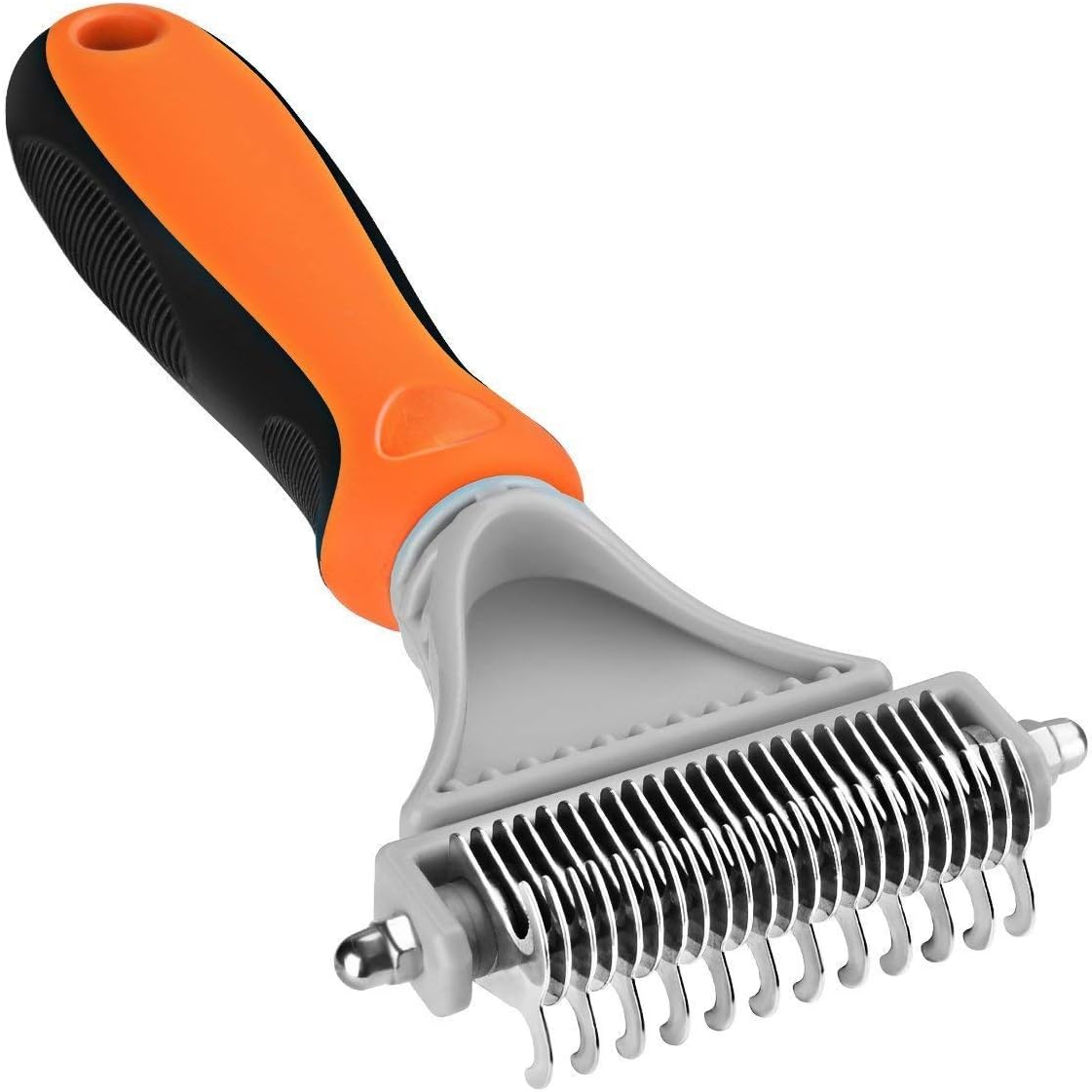 OMORC Dog Dematting Comb, Pet Grooming Brush Deshedding Tool 23+12 Double Sided Teeth Undercoat Rake, Dog or for Small, Medium, Large Dogs, Cats and Horses with Short or Long Hair