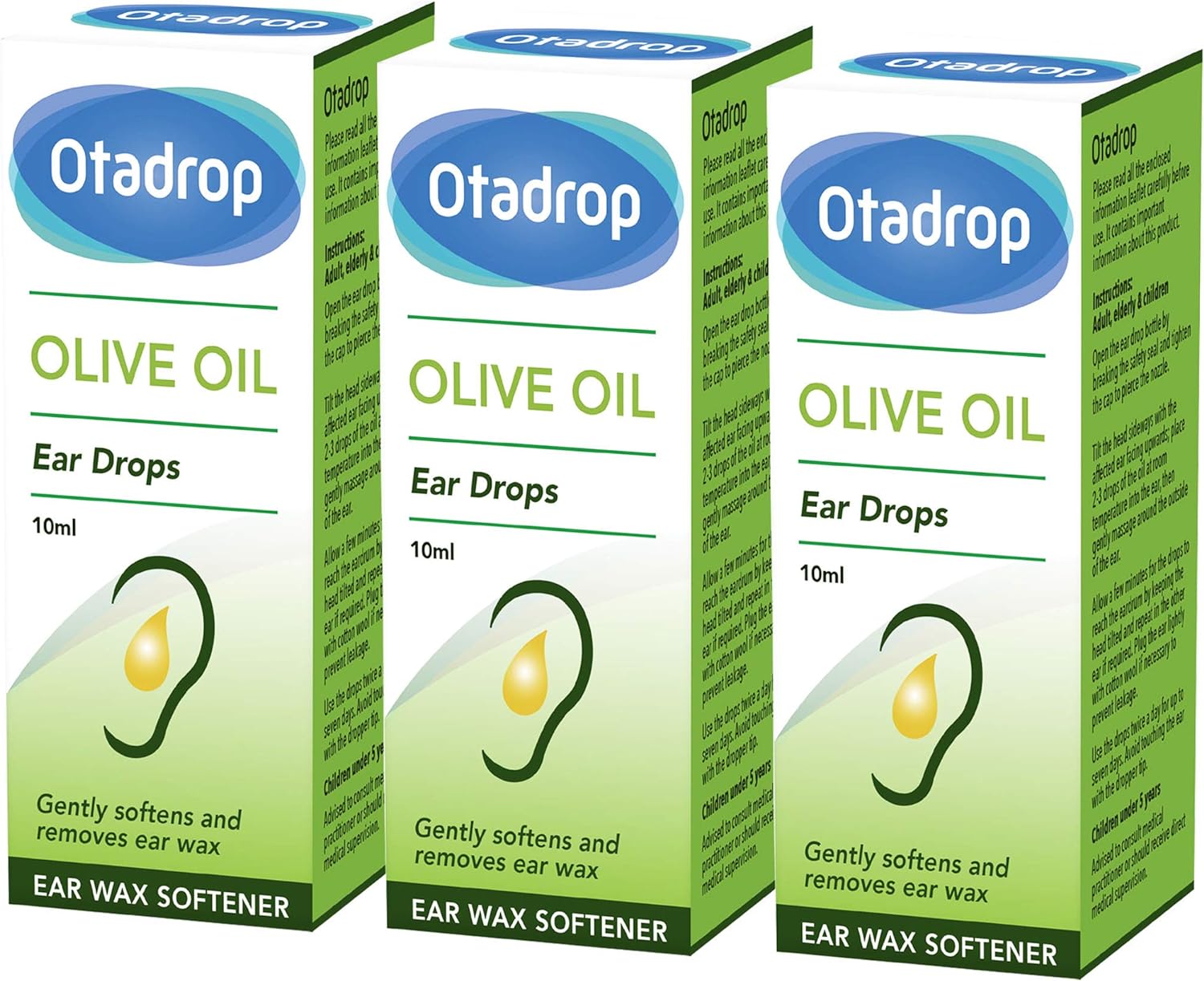Otadrop Ear Wax Remover Olive Oil Drops 10 ml - Pack of 3