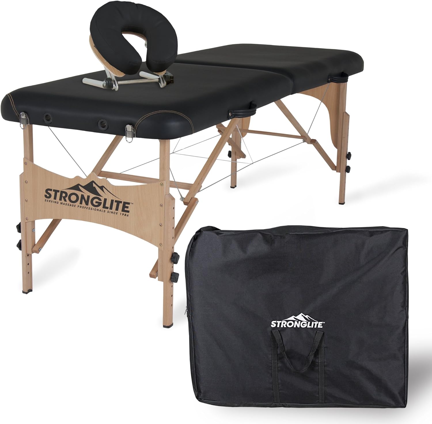 STRONGLITE Portable Massage Table Package Shasta - All-In-One Treatment Table w/ Adjustable Face Cradle, Pillow & Carrying Case