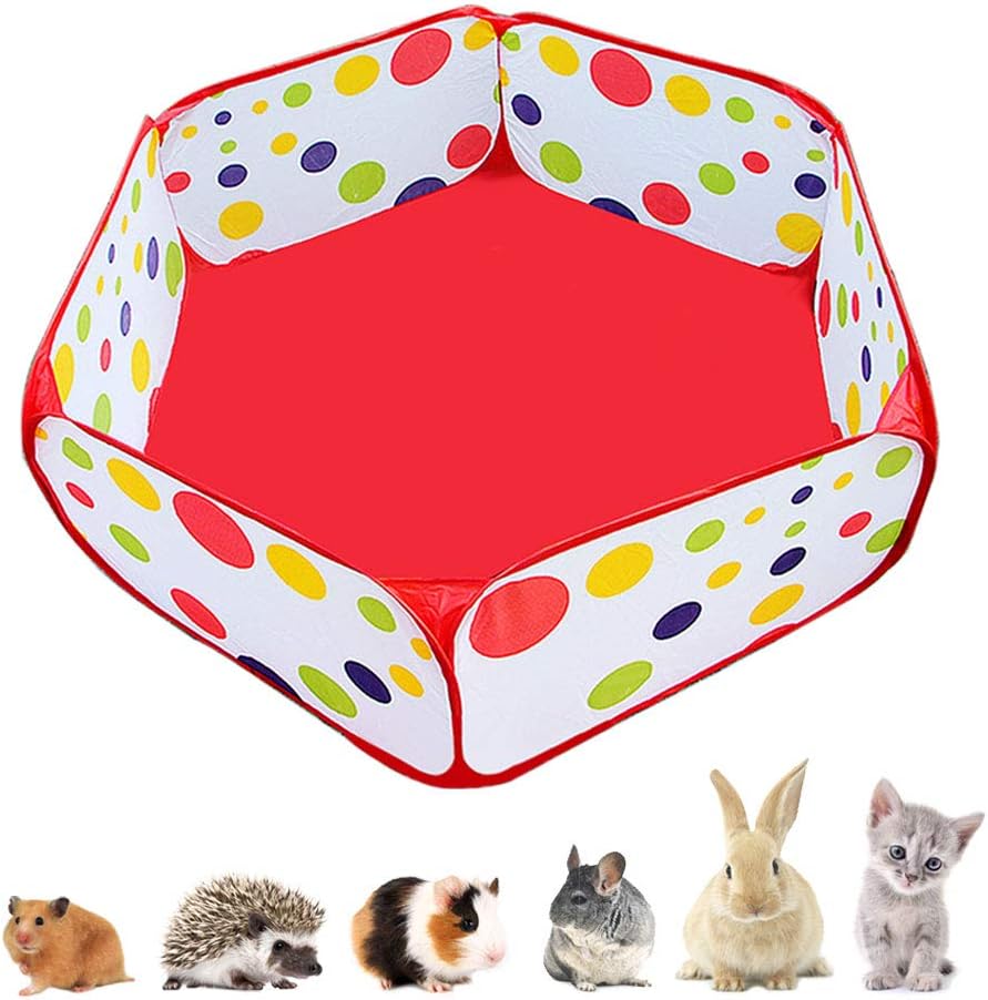Amakunft Portable Small Animals Playpen, Outdoor/Indoor Pop Open Pet Exercise Fence, Guinea Pig Accessories Metal Wire Yard Fence C&C Cage Tent for Rabbits, Hamster, Chinchillas and Hedgehogs