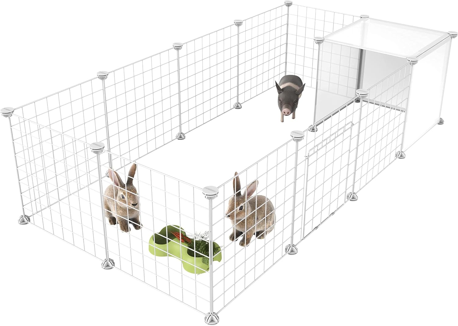 HOMIDEC Pet Playpen,Small Animal Cages with Door,14 Panels Indoor/Outdoor DIY Metal Pet Fence for Puppy,Rabbit,Kitten,Guinea Pig,Turtle,Hedgehog ,White(140x70x35CM)