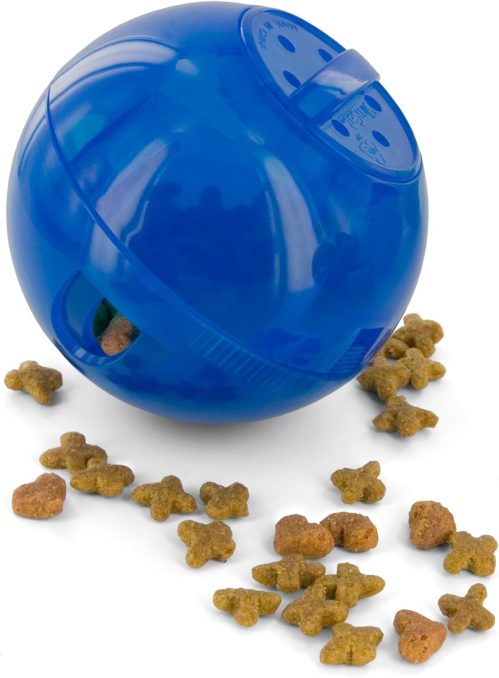 5. PetSafe SlimCat Food-Dispensing Cat Toy Blue, Treat Toy, Interactive Food Dispenser, Activity Snack Ball for Cats of All Ages