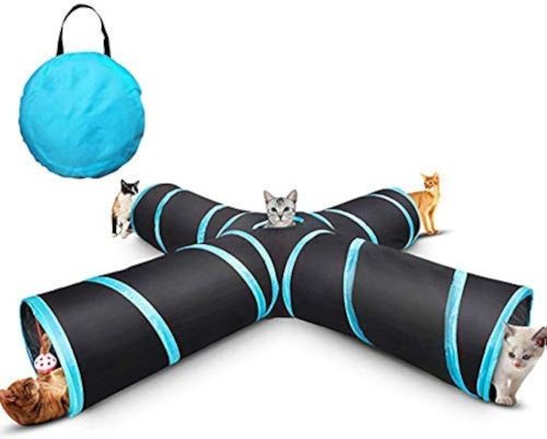 8. Cat Tunnel, Large indoor outdoor Collapsible Pet Toy Crinkle Tunnel Tube with Storage Bag for Cat, Dog, Puppy, Kitty,...