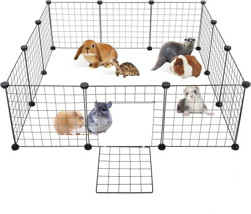Allisandro Small Pet Playpen with Door 12 Panels(35 x 35 cm) Guinea Pig Playpen Indoor, DIY Guinea Pig Cages/Rabbit Cage...