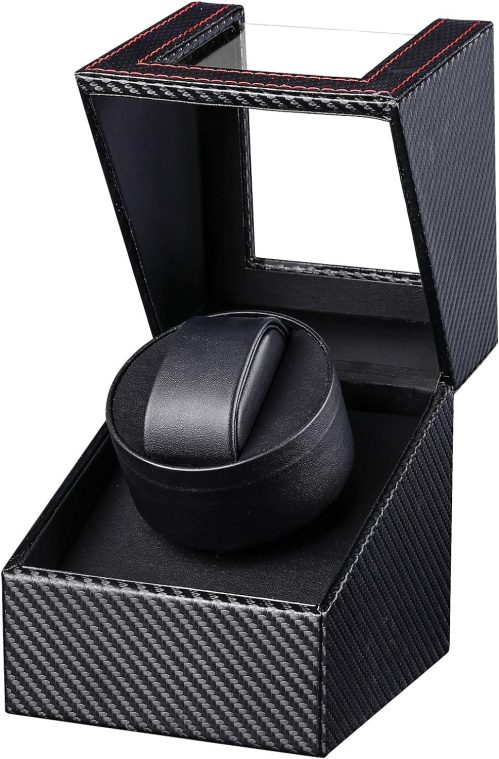 Automatic Watch Winder Box, Gifort Single Watch Winder PU Leather Watch Case with Quiet Motor, Battery Powered or AC Adapter...