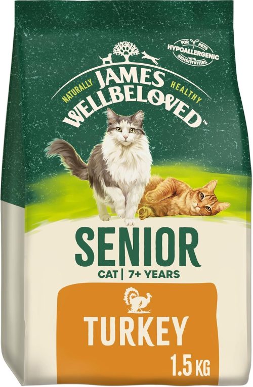 James Wellbeloved Senior Turkey 1.5 kg Bag, Hypoallergenic Dry Cat Food