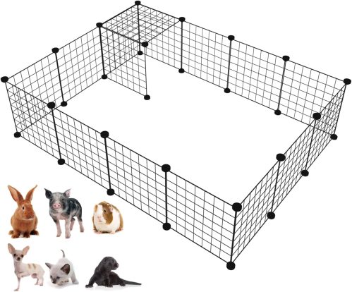 LANGXUN Metal Wire Storage Cubes Organizer, DIY Small Animal Cage for Rabbit, Guinea Pigs, Puppy | Pet Products Portable Metal...